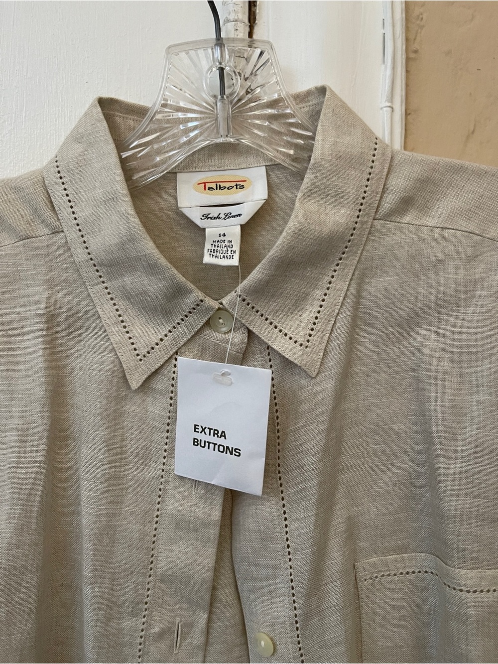 Talbots women’s Natural Beige Linen Button-Down blouse